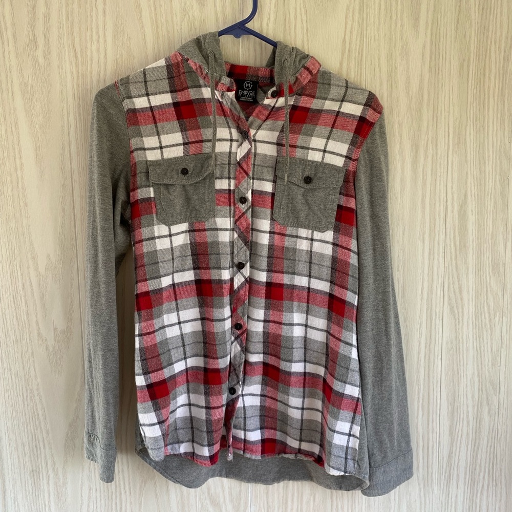 EMPYRE button up flannel with hood